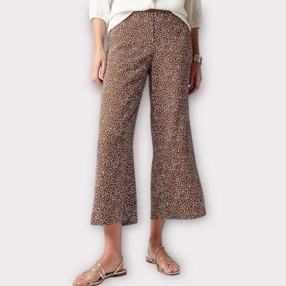 NWT J. Jill | Brown Polka Dot Wearever Easy-Care Woven Wide-Leg Crops | Size XS - Picture 1 of 13